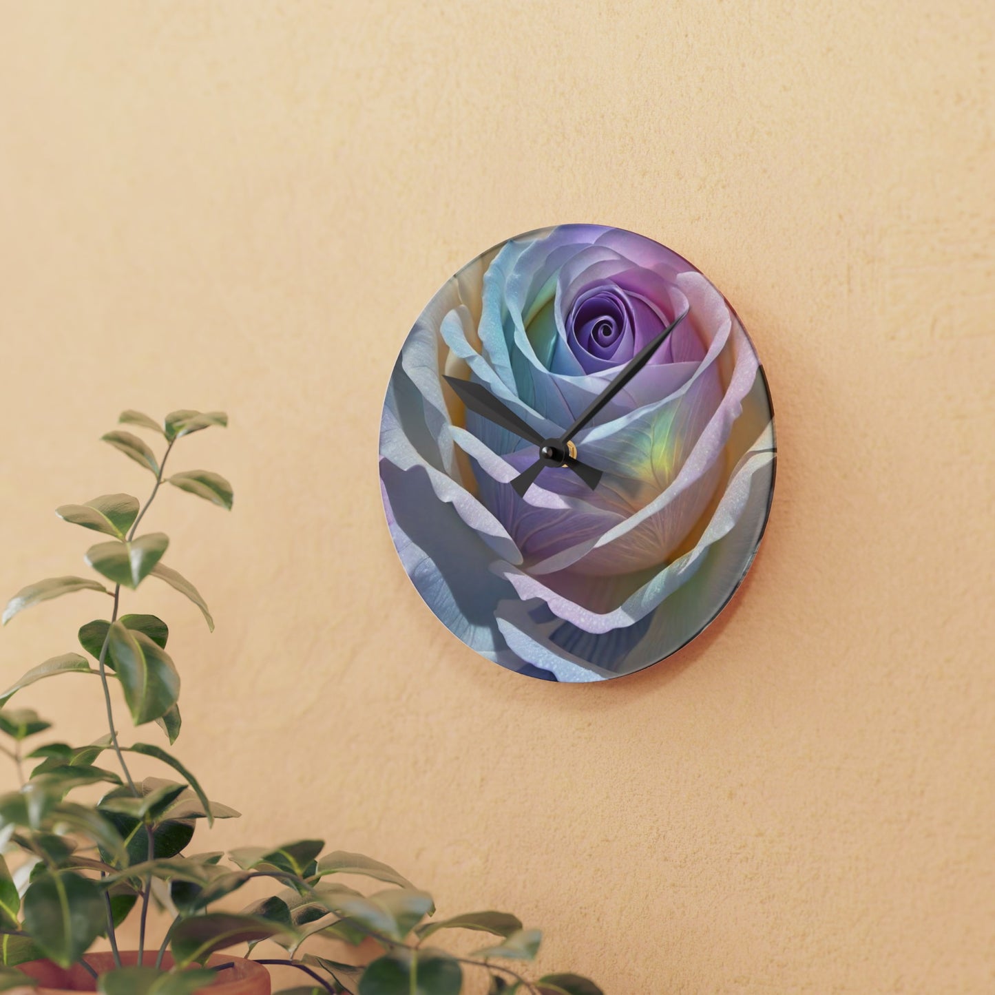 Acrylic Wall Clock...Colorful Rose
