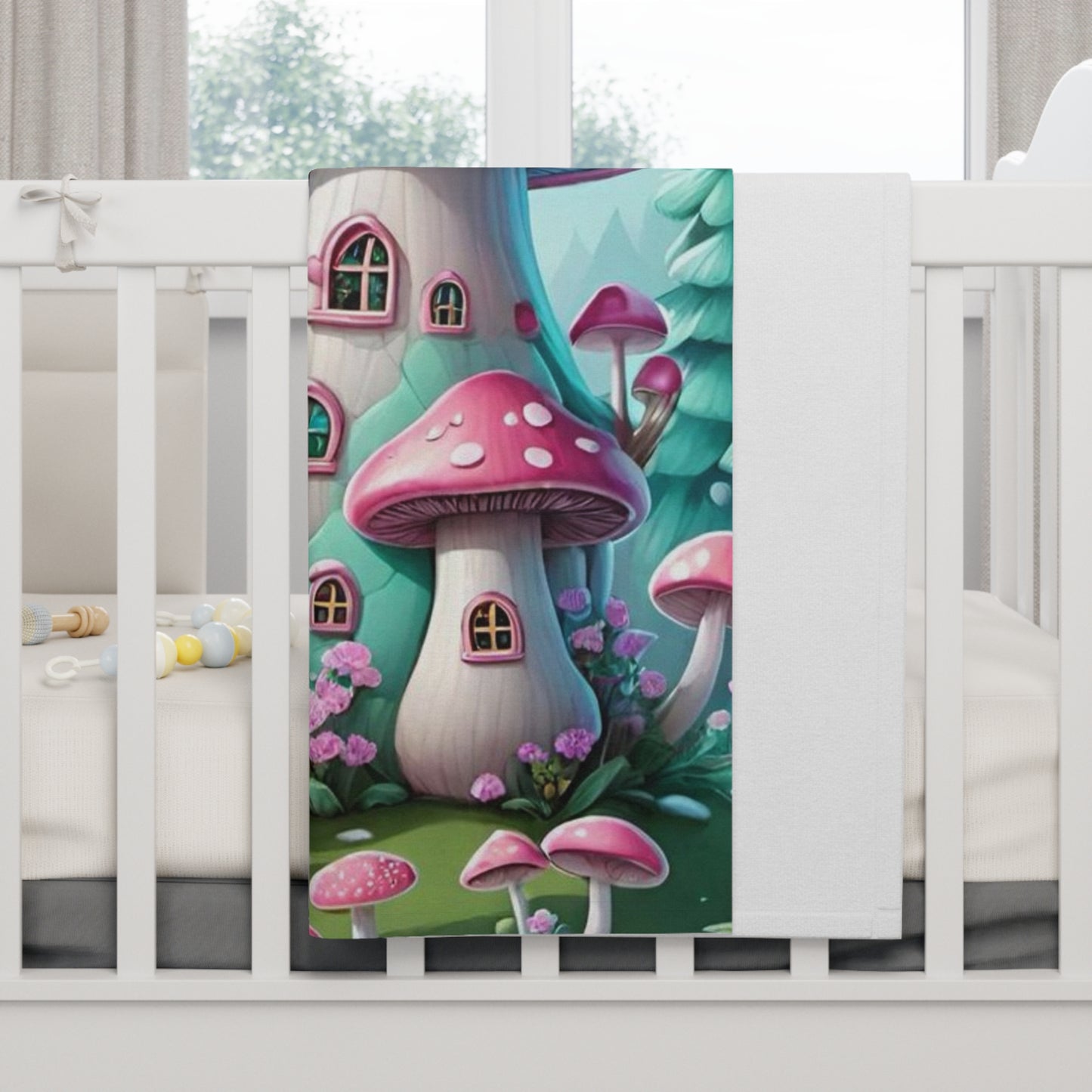 Soft Fleece Baby Blanket...Mushroom House