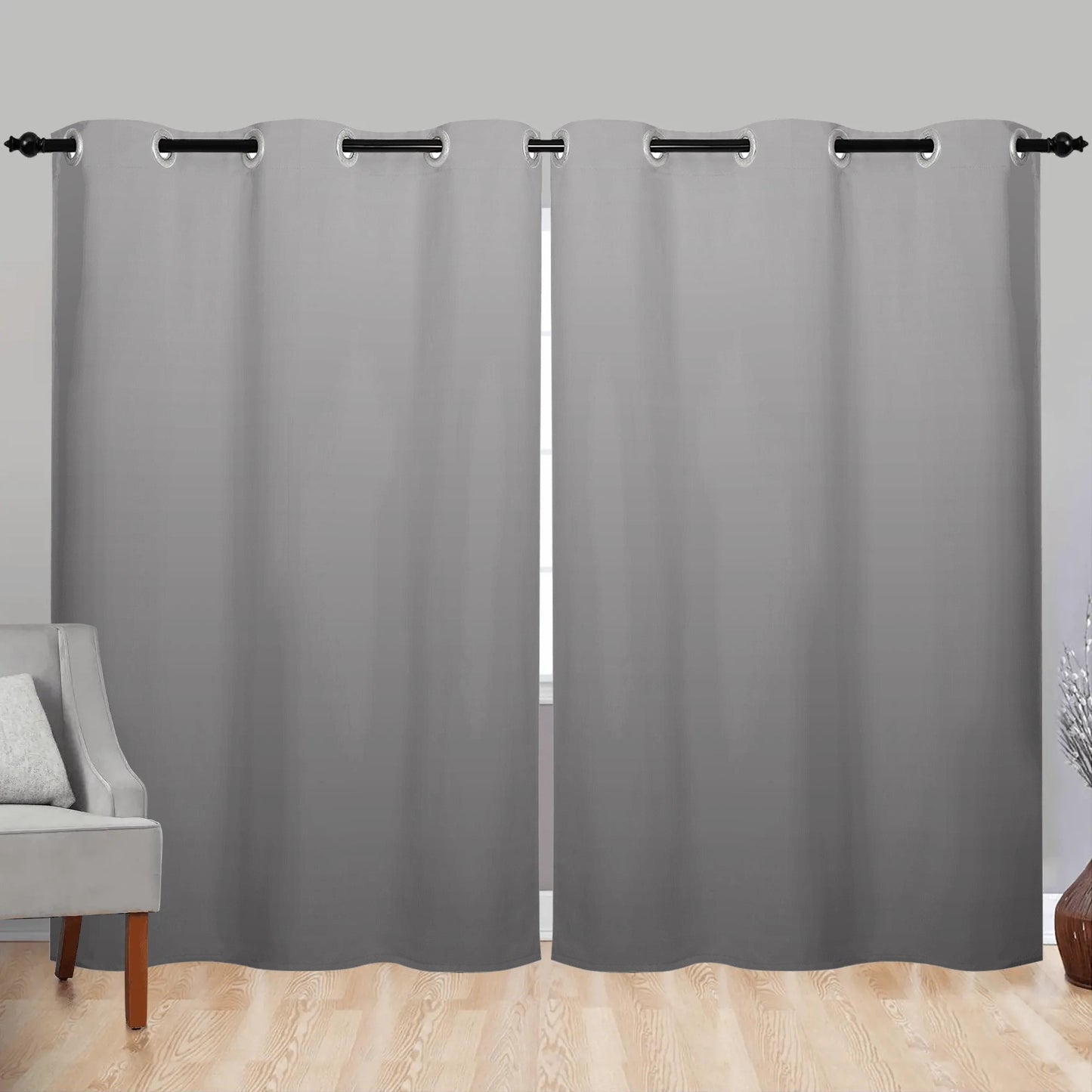 Window Curtains (2 PCS)...Gradient Gray