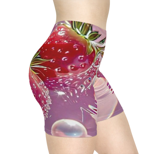 Women's Biker Shorts...Strawberries