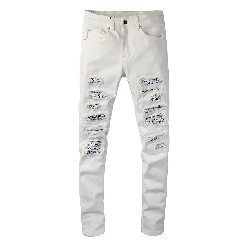 Men's White Bandana Jeans